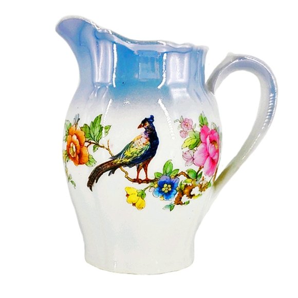 PK Unity Germany Creamer Luster Blue Floral Bird - Picture 1 of 5